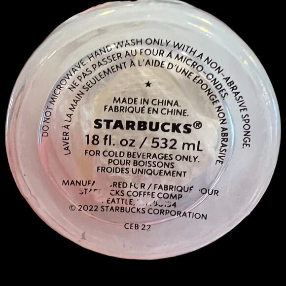 STARBUCKS Pearl Peach Jeweled Diamond Venti Cold Cup Tumbler 24 oz - Picture 10 of 10